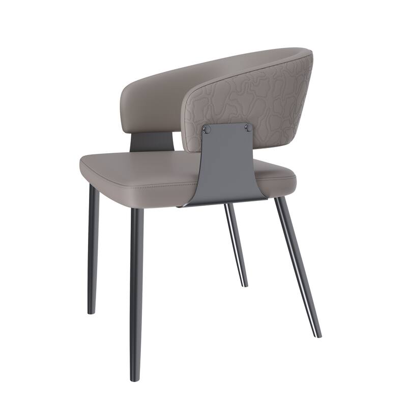 Dining Chairs Set of 2, PU Leather Kitchen Chairs with Metal Legs -Ergonomic Armrests, Comfortable Sponge Cushion, Sturdy Frame