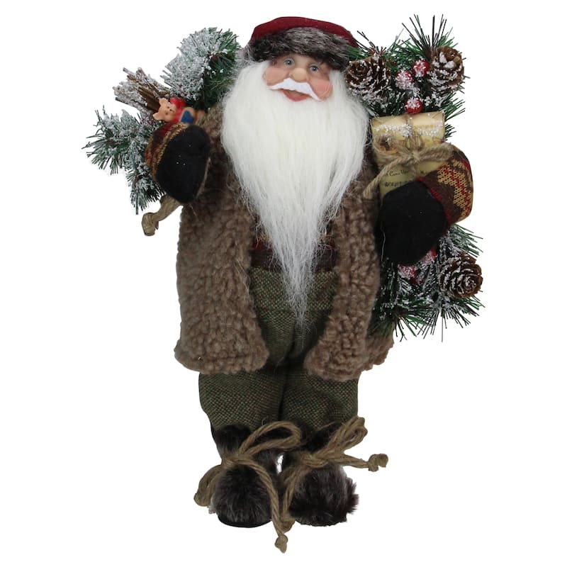 12" Country Santa Claus with Gift Christmas Figure