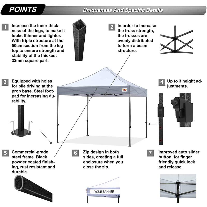 ABCCANOPY Outdoor Commercial Metal Patio Pop-Up Canopy - 10ftx10ft