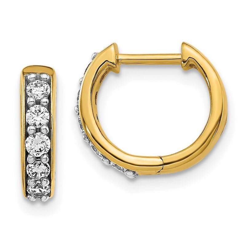 Curata 14k Yellow Gold Diamond Hoop Earrings - 11x12mm Wide 2mm Thick