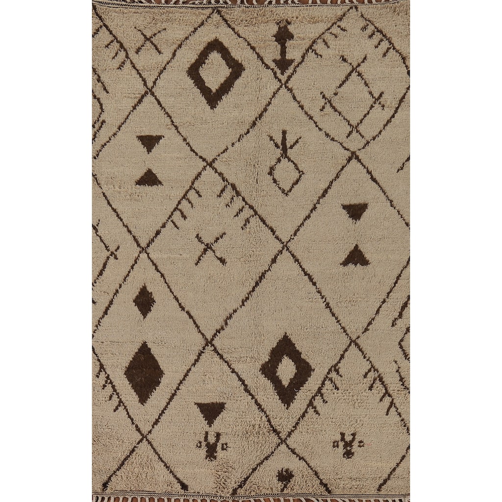 Plush Tribal Moroccan Oriental Area Rug Hand-Knotted Wool Carpet - 5'1" x 8'2"
