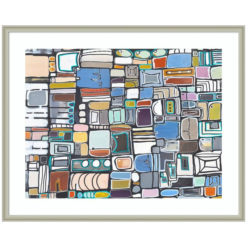 Kate and Laurel Framed Art Newsprint Horizontal by Leah Nadeau - 42x34 - Silver