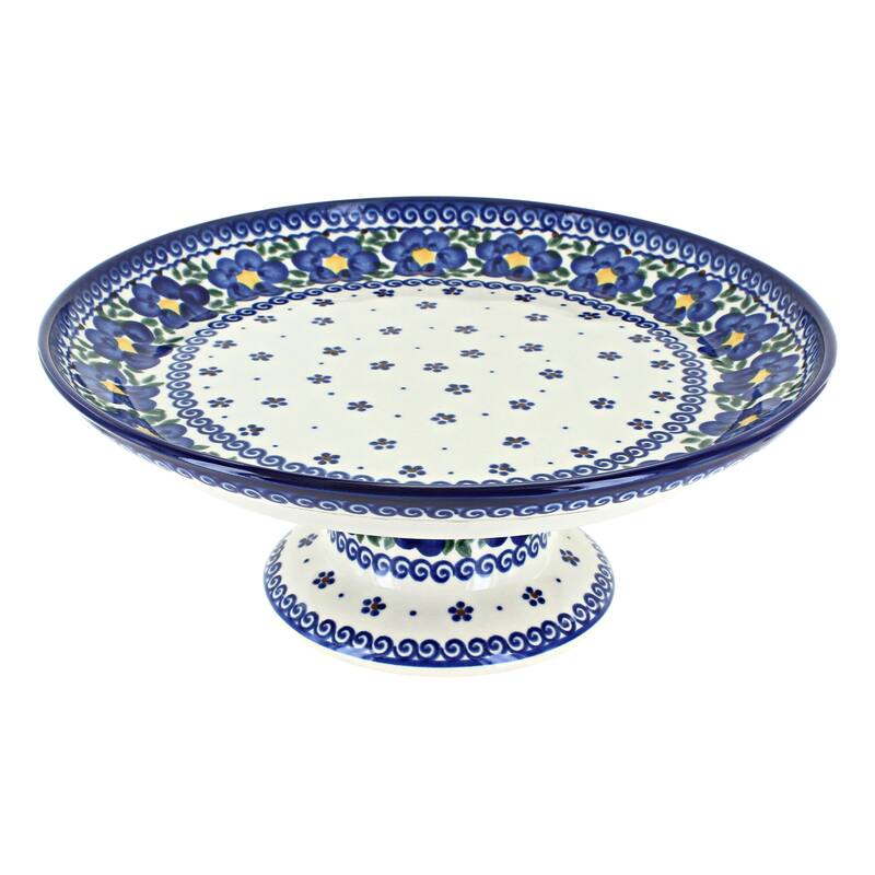 Blue Rose Polish Pottery 283 Vena Cake Plate
