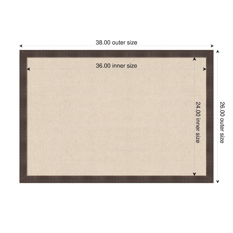 Amanti Art Framed Fabric Pinboard Natural Linen Printed Bulletin Board - Board Size 36 x 24 - Whiskey Brown Rustic