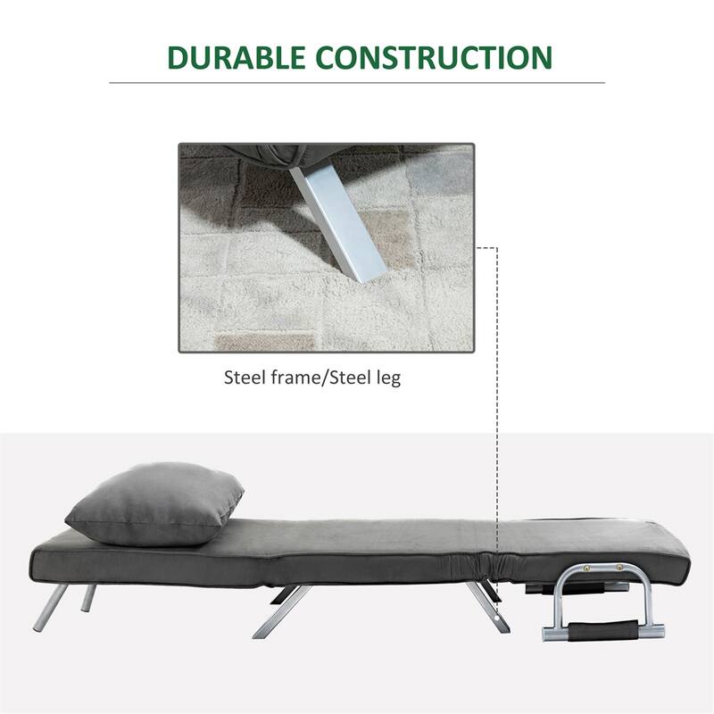 Single Person Folding 5 Position Convertible Sofa Bed Sleeper Chair