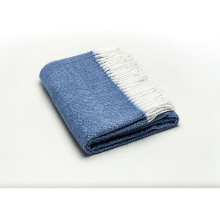 Denim Blue Soft Acrylic Herringbone Throw Blanket