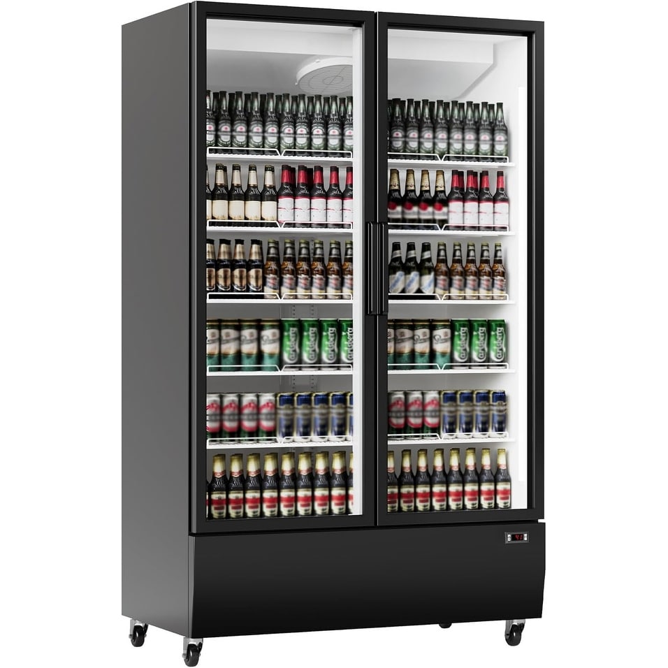 Commercial Beverage Refrigerator, Glass Door Display Cooler for Store Cafe Bar