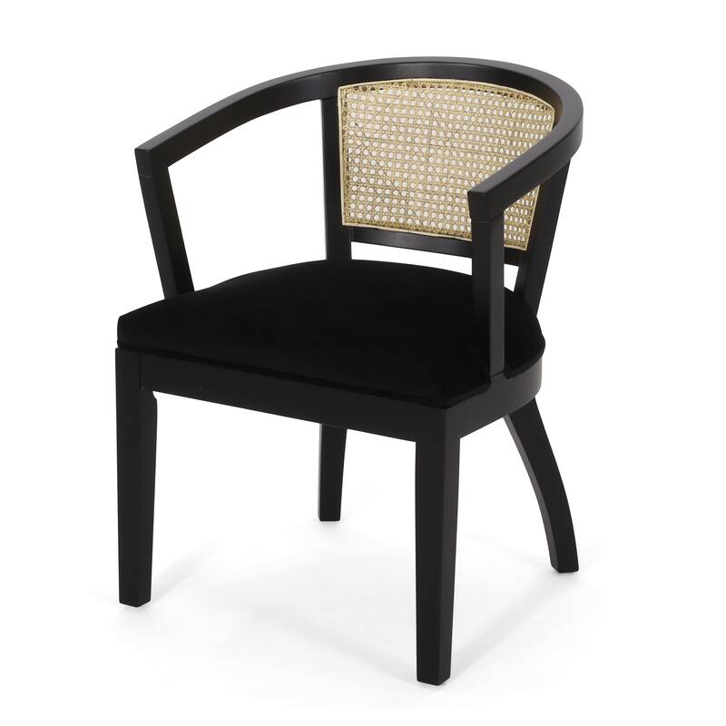Currant Velvet and Cane Upholstered Dining Chairs by Christopher Knight Home- Set of 2