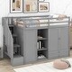preview thumbnail 4 of 14, Twin Size Loft Bed with 3 Shelves, 2 Wardrobes and 2 Drawers, Ladder with Storage,Multifunctional Loft Bed,Gray