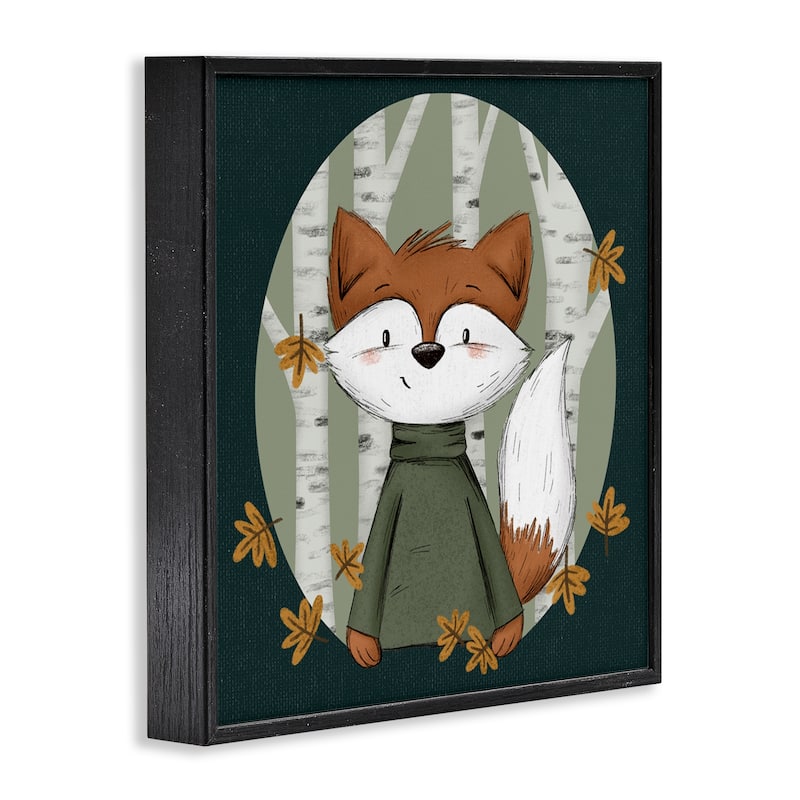 Stupell Autumnal Fox & Birch Trees Framed Giclee Art Design By Sarah Hickman