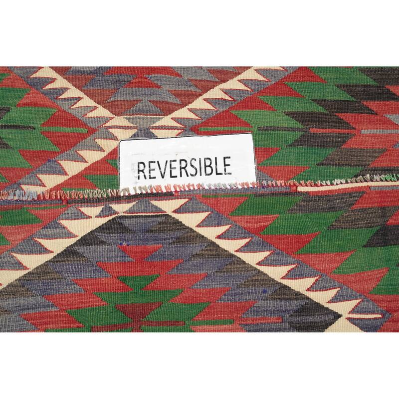 Hand Woven Oriental 100% Wool Carpet Southwestern Tribal Multi-Colored Kilim Area Rug - 9' 4'' X 5' 4''