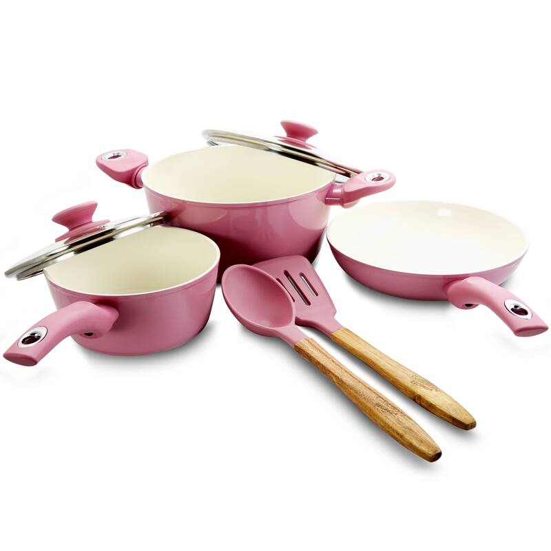 Gibson Home Plaza Cafe 7Pc Aluminum Nonstick Cookware Set in Lavender