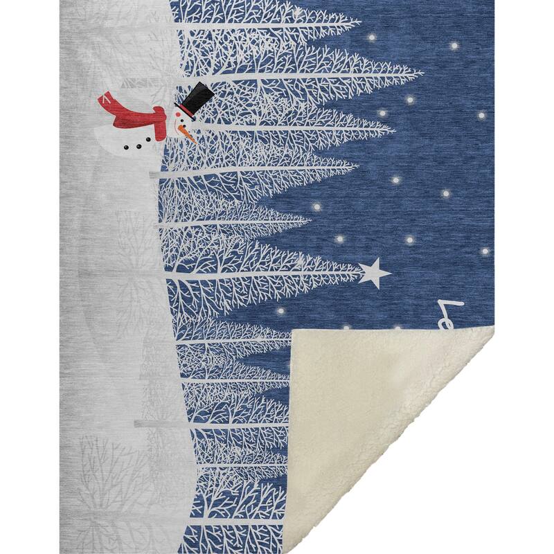 Premium Machine Washable ASB223 Christmas Snowman Sherpa Throw Blanket
