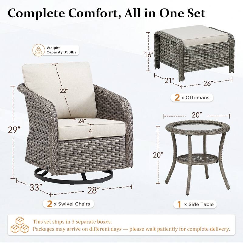 Pocassy Outdoor Patio Wicker Sofa Chair Furniture Set