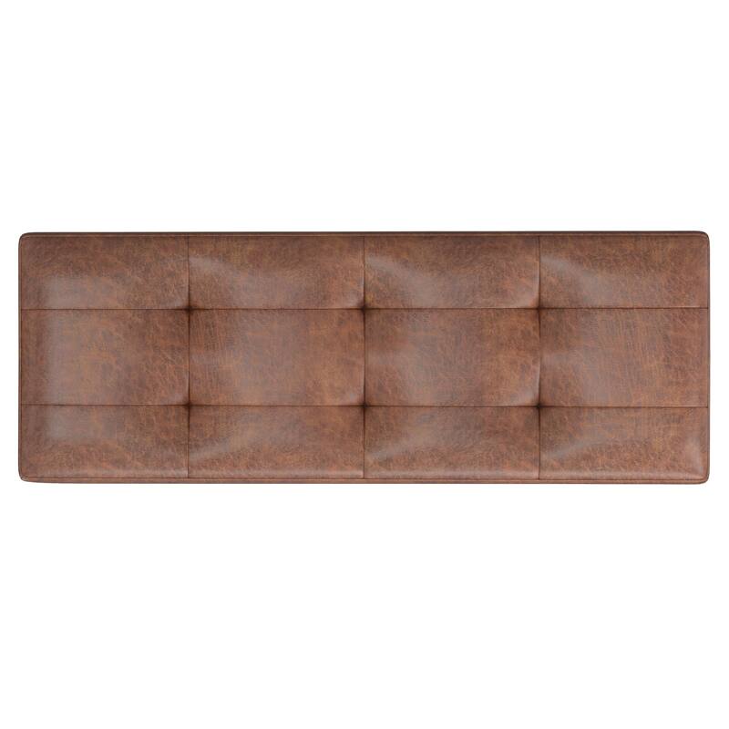 WYNDENHALL Blanchette 48 inch Wide Mid Century Modern Rectangle Storage Ottoman
