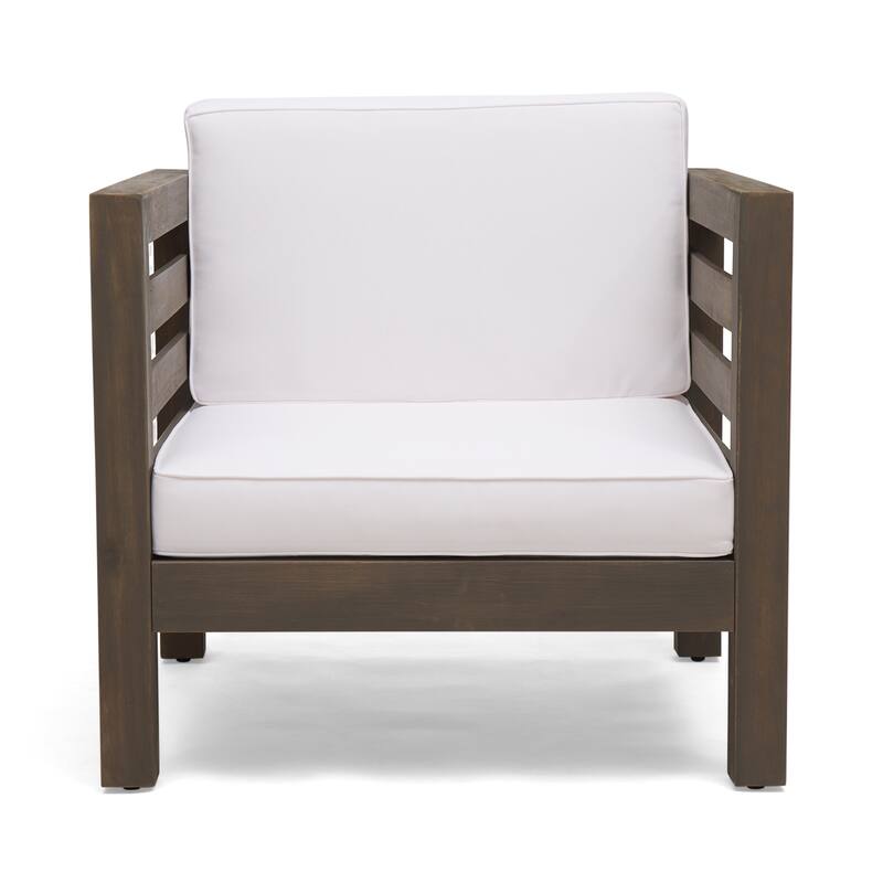 Oana Outdoor Acacia Wood Club Chair with Cushion by Christopher Knight Home