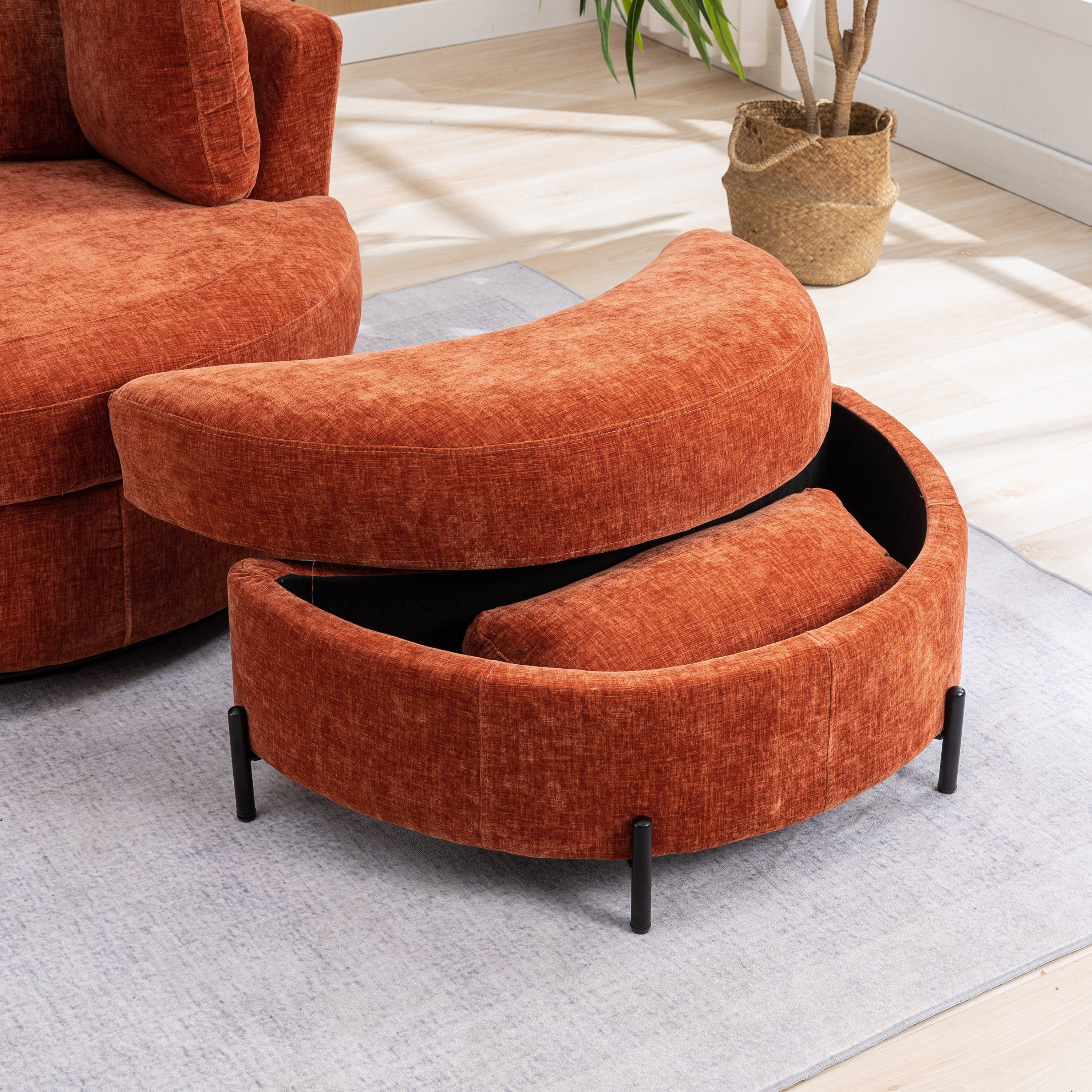 Red chair and discount a half with ottoman