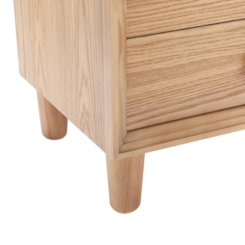 Christopher Knight Home - Modern Wood Nightstand with Open Shelf and 2 Drawers