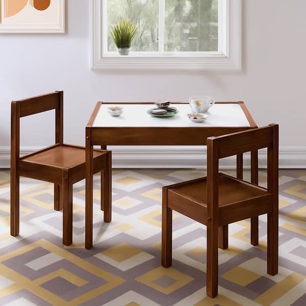slide 2 of 5, Olive & Opie Gibson 3-Piece Dry Erase Kids Table & Chair Set Brown