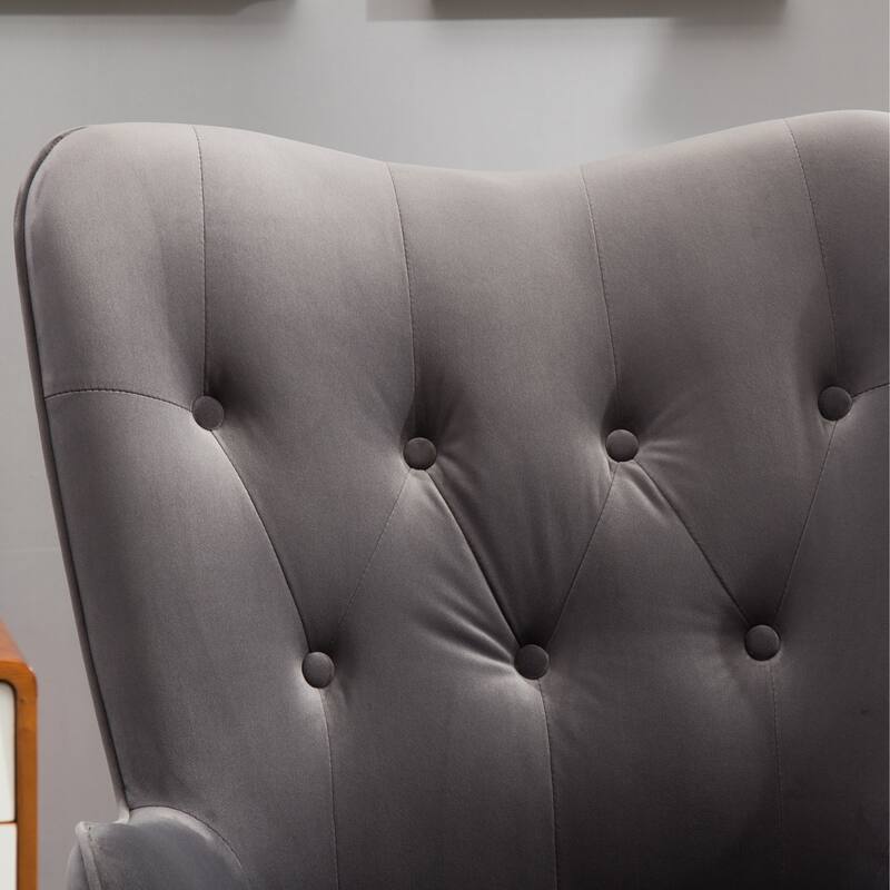 Gray 30" Polyester Button Tufted Accent Chair