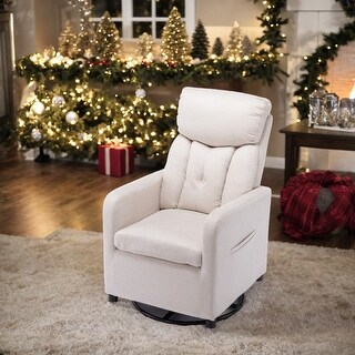 Linen Fabric Swivel Rocking Chair Gilder Chair With Pocket - Bed Bath ...
