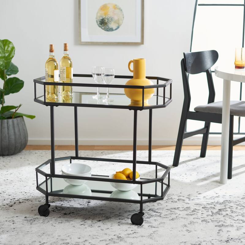 SAFAVIEH Katica 2-Tier Octagon Bar Cart - 29.6" x 16.5" x 29.8" - 30Wx17Dx30H