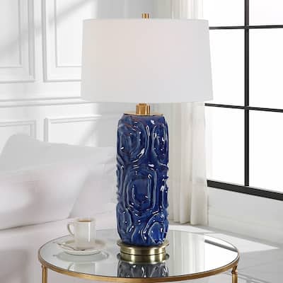 Geometric Patterned Ceramic Table Lamp - 33"