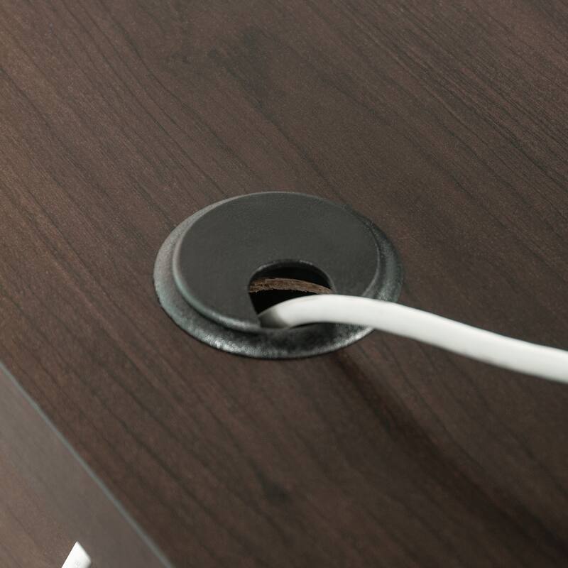 Wood Transitional Desk with 2 Smooth-Glide Drawers, Brown