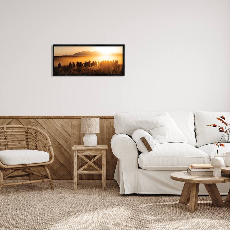 Stupell Sunset Cowboy & Horses Framed Giclee Art Design by PBurchettePhoto