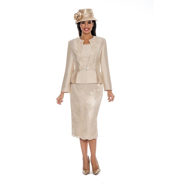 Giovanna Collection Women's Soutache Embellished Peplum 3-Pc Skirt Suit