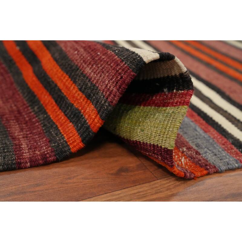 Hand Woven Oriental 100% Wool Carpet Southwestern Geometric Multi-Colored Kilim Area Rug - 9' 0'' X 5' 4''