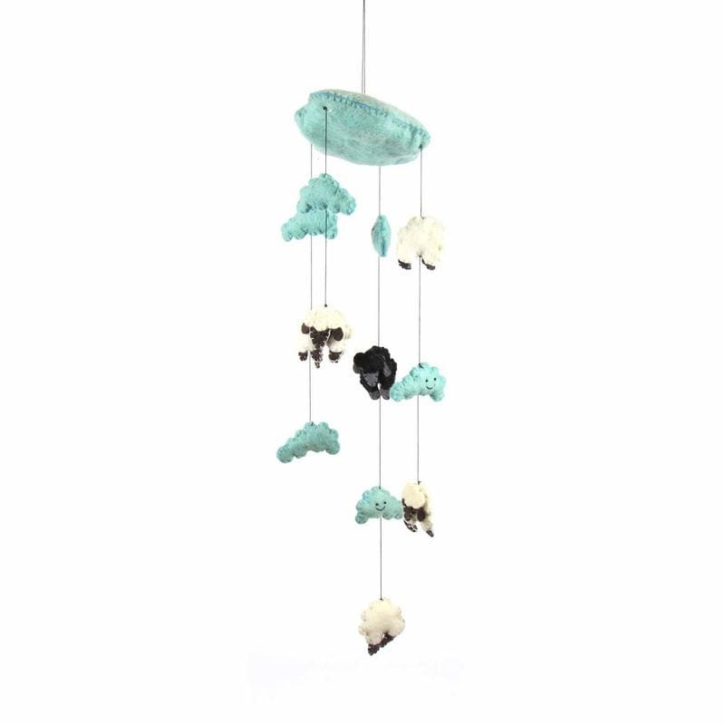 Handmade Felted Wool Counting Sheep Mobile - Global Groove (Nepal)
