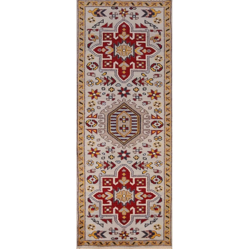 Heriz Serapi Indian Runner Rug Hand-Knotted Wool Carpet - 2'8" x 8'0"