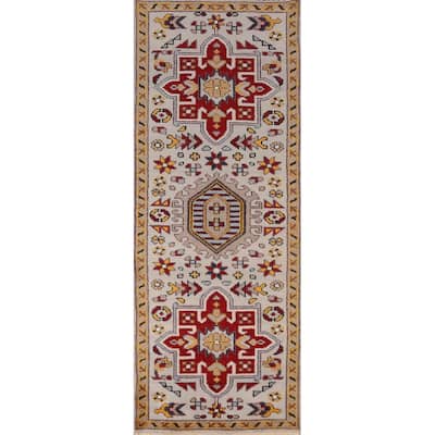 Heriz Serapi Indian Runner Rug Hand-Knotted Wool Carpet - 2'8" x 8'0"