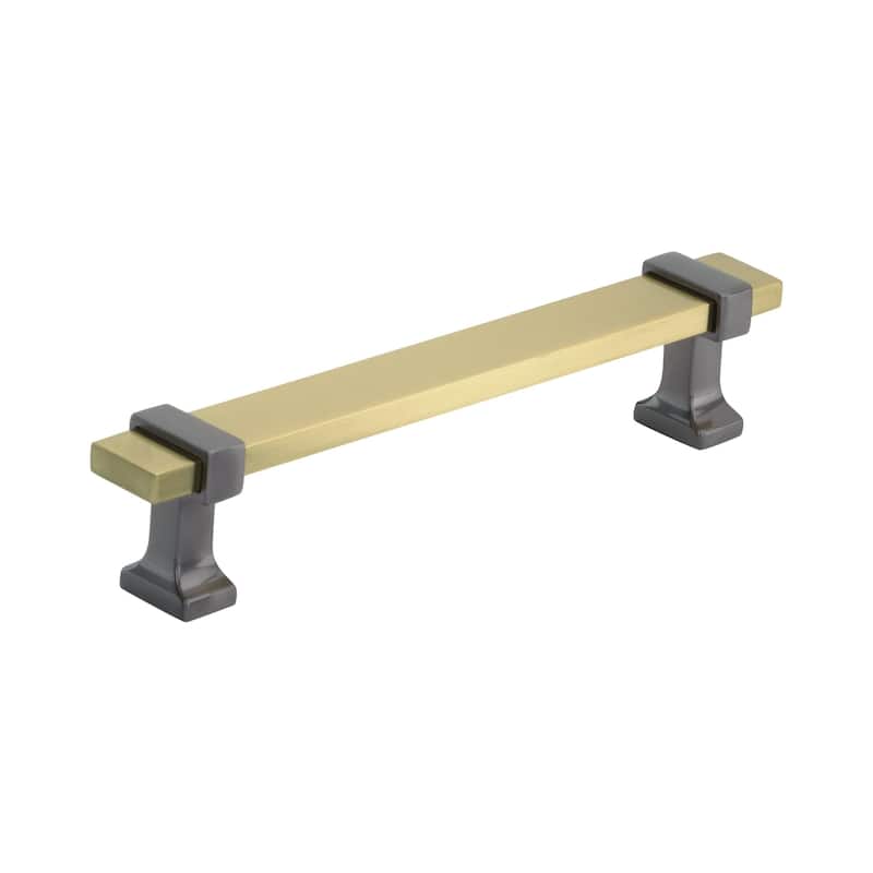 Amerock Overton Cabinet or Furniture Pull - 5-1/16 in (128 mm) Center-to-Center - Brushed Gold/Black Chrome