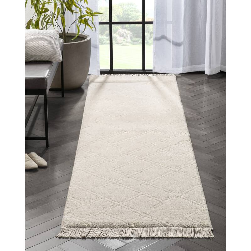 Well Woven Marina Firth Solid High Low Shag Area Rug