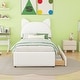 preview thumbnail 24 of 56, Upholstered Platform Bed with Cartoon Ear Headboard and Drawers White - Twin