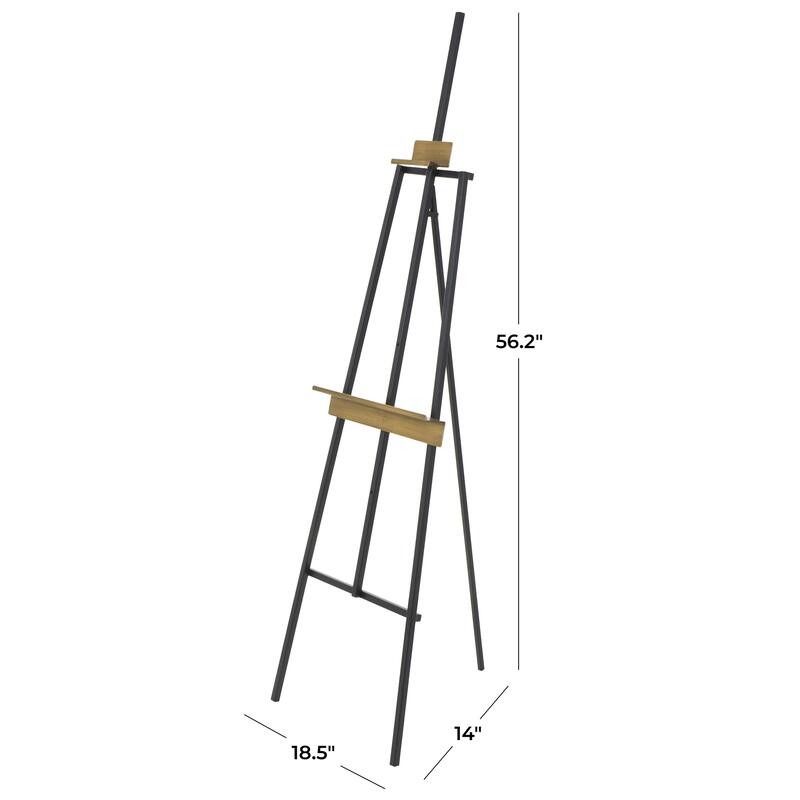 Metal Painter's Inspired 4 Tier Easel with Gold Accents - Black - Roche River Decor