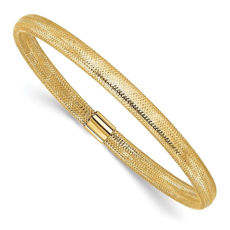 Curata 14k Yellow Gold 4.5mm Mesh Stretch Slip-on Bracelet