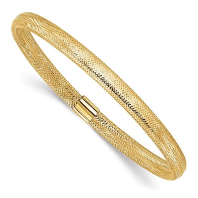 Curata 14k Yellow Gold 4.5mm Mesh Stretch Slip-on Bracelet