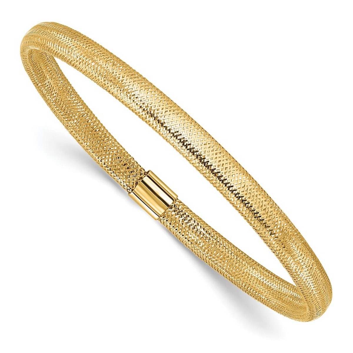 Curata 14k Yellow Gold Italian 7" 4.5mm Mesh Stretch Slip-on Bracelet