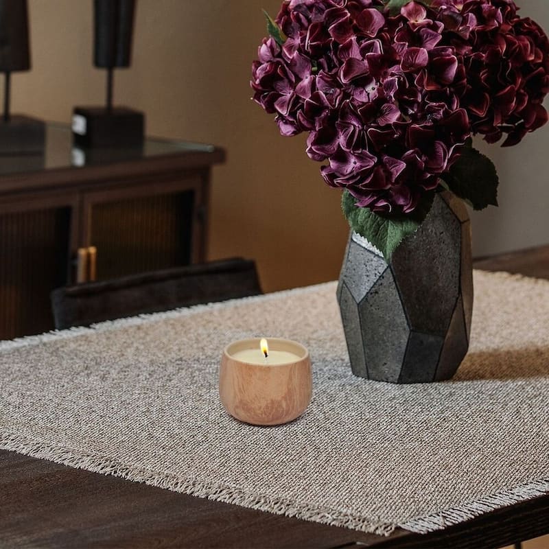 Brown Floral Ceramic Candle Set of Two 8oz Rustic Terra Cotta Design