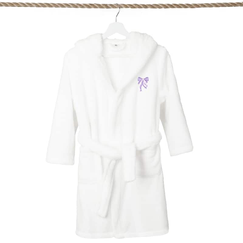 Sweet Kids 100% Polyester SUPER PLUSH Double Brushed Hooded Bathrobe - BOW