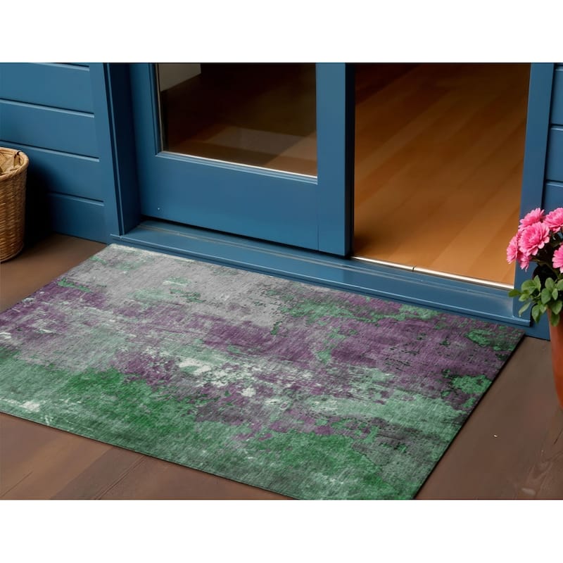 HomeRoots Abstract Transitional Rectangle Outdoor Rug - 3' x 5'