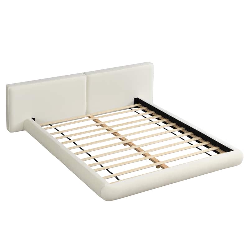 Christopher Knight Home - Lunara Modern Upholstered Floor-Hugging Platform Bed with Rounded Edges