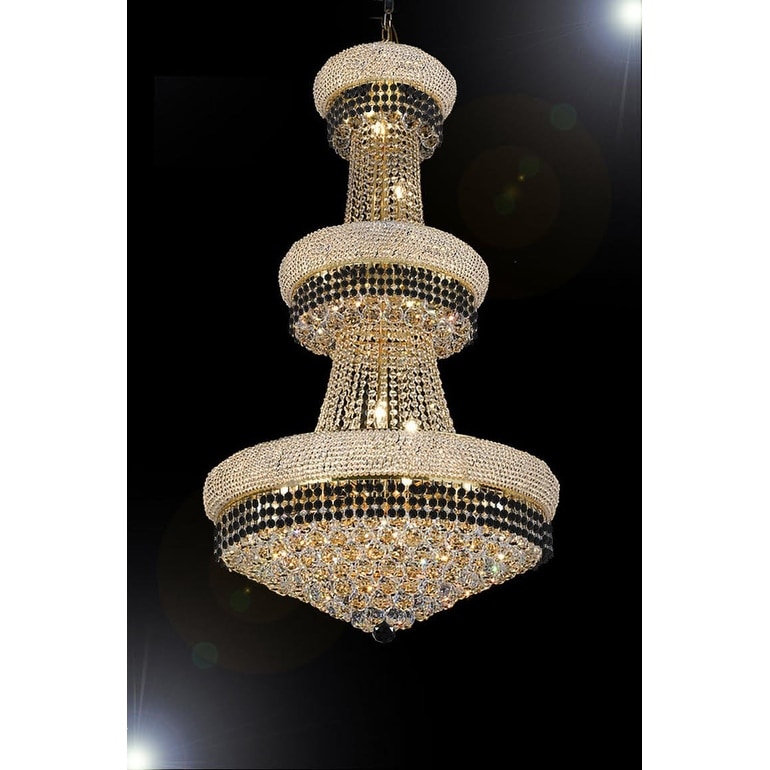 French Empire Crystal Chandelier Lighting Trimmed with Jet Black Crystal - Chandeliers For Bedrooms by Overstock.com