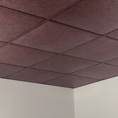 FASÄDE Border Fill Decorative Vinyl 2ft x 2ft Lay in Ceiling Panel in Moonstone Copper (5 Pack)