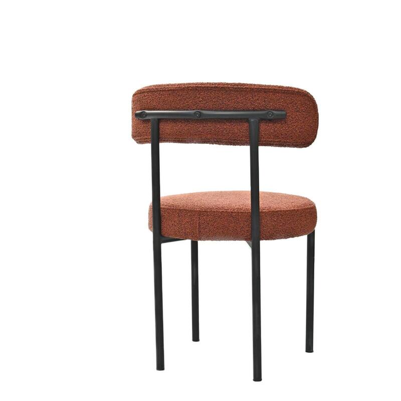 Boucle Dining Chairs Set of 2, Curved Backrest Chair