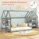 preview thumbnail 10 of 18, Twin Size Montessori Floor House Bed with Detachable Storage Shelves and Clothes Hanging Rack