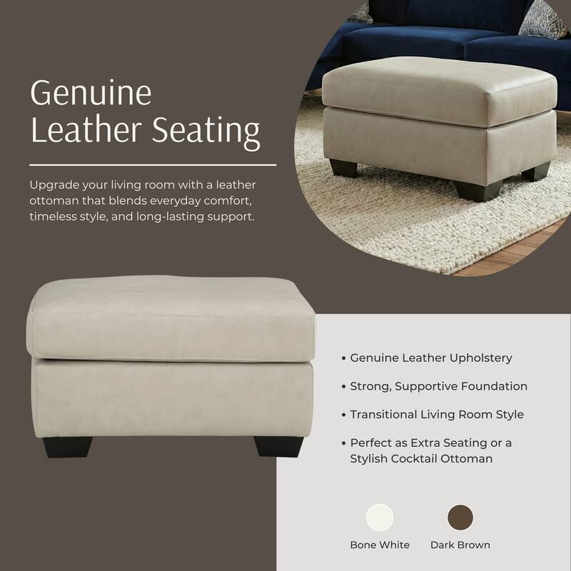 Roundhill Furniture Holmes Leather Upholstered Ottoman